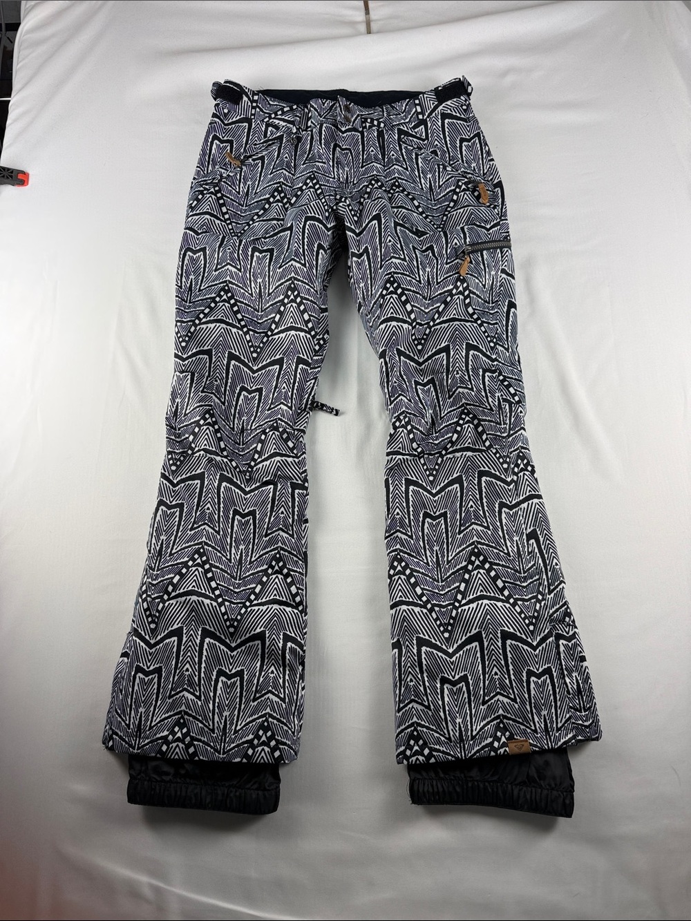 Roxy Black White Geometric Snow Pants Women's Medium DryFlight Snowboard